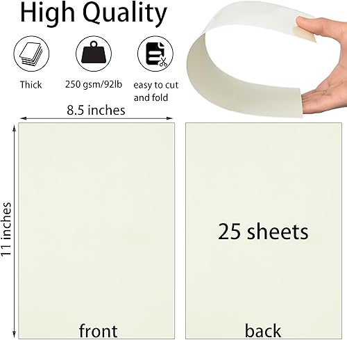 Miniatura 2 de 25 hojas de papel de cartulina crema de 8.5 x 11 pulgadas, papel grueso de 92 libras para álbumes de recortes, invitaciones, impresión y tarjetas de