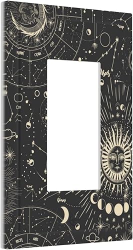 Miniatura 2 de Placa de interruptor de luz basculante de 1 banda con luna creciente, diseño de sol con luna creciente, placa frontal decorativa para baño, hogar,