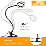 IVict Lampe de bureau, Clip de protection des yeux sur la lumière du anneau, 48 LEDs USB Clip lumière avec 3 Modes de couleur 10 Luminosité variable 360° Lampe de bureau flexible Gooseneck pour l'étude, la lecture, le bureau, la dorme