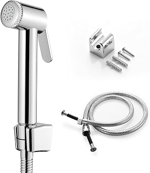 Ibergrif Handheld Bidet Sprayer for Toilet UK, Chrome Muslim Shower Shattaf | Hose and Wall Holder, Shattaf Spray Kit for Personal Hygiene, Feminine Wash, Toilet Cleaning and Pets