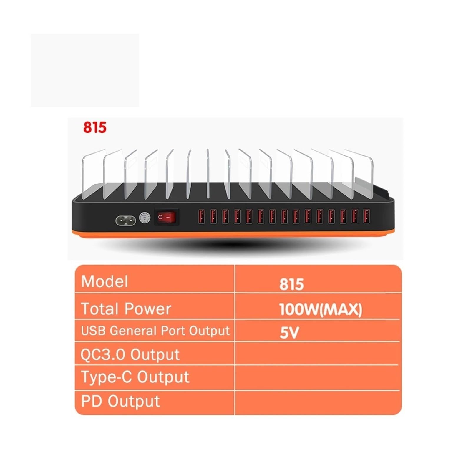 Szybka Ładowarka USB Multi 15 Port 100/180W 3.0 PD Szybkie Ładowanie Stacja Ładująca Do Telefonu Komórkowego Organizator Na Telefon Komórkowy Tablet Laptop MożLiwość Szybkiego łAdowania(100W)