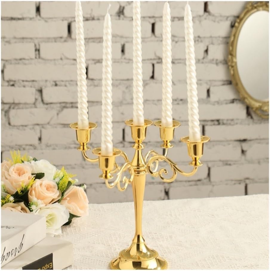 Candle Holder Vintage 5-Head Iron Candle Holder, Rustic Table Decor for Home(Bronze)
