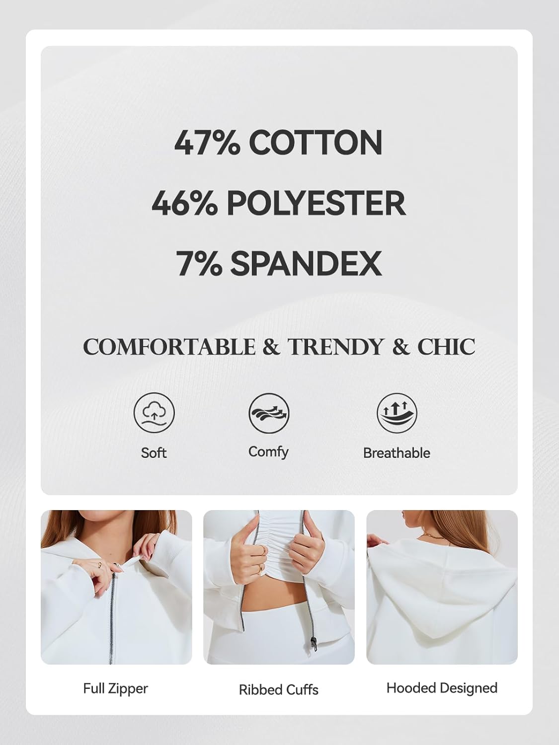 Airfree Womens Zip Up Hoodies Cropped Sweatshirt Workout Long Sleeve Jackets Hooded Y2K Casual Coat for Women - Image 4