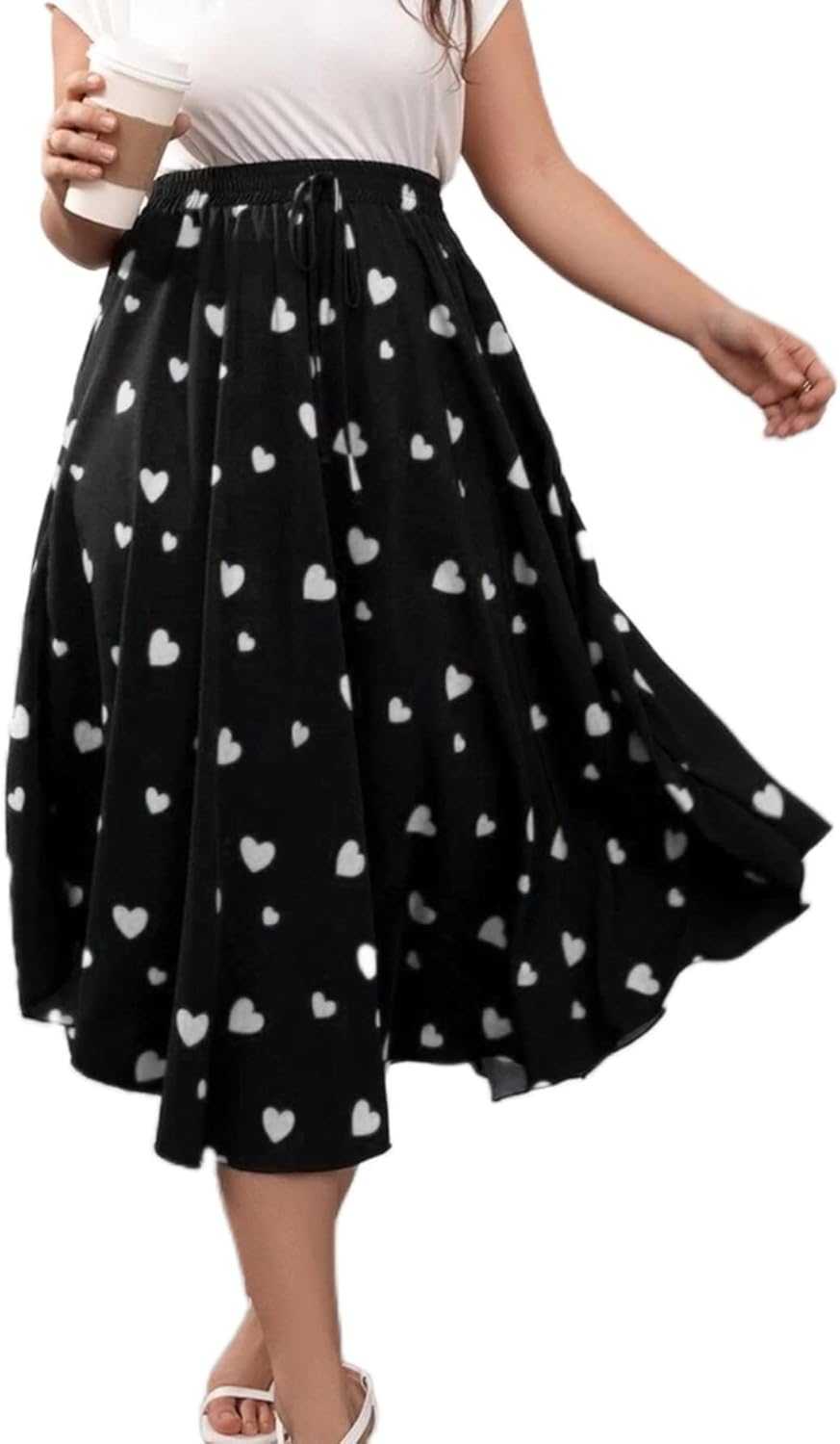 OYOANGLE Women's Plus Size Heart Print Elastic High Kenya Ubuy