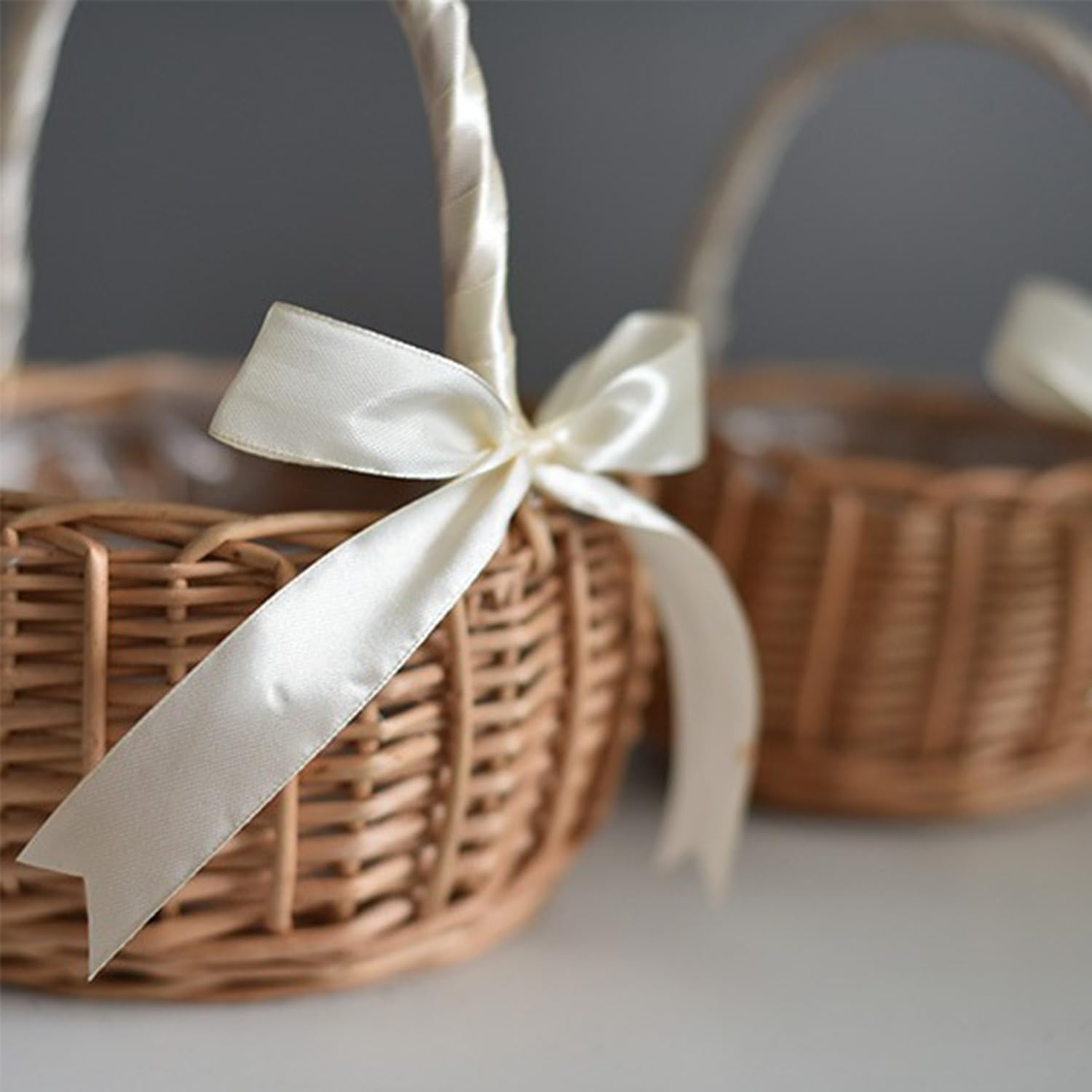 2 Pièces Corbeilles En Osier Avec Anse, Panier Mariage, Panier Avec Anse, Panier Osier, Petit Panier Osier Mariage, Panier En Osier Avec Anse, Pour Mariage, Décoration, Fruits (D, Petit)