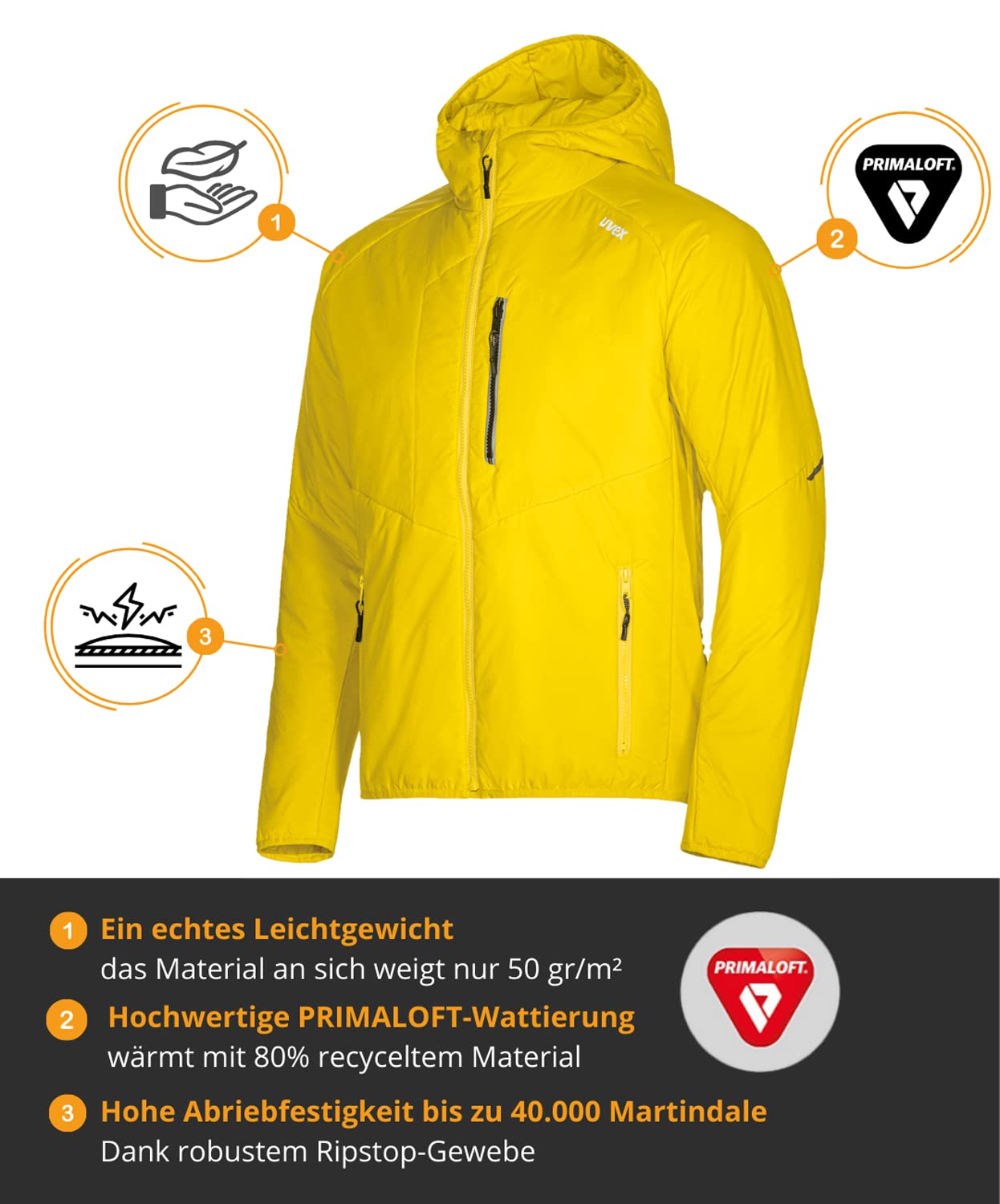 Uvex ADA 7633 Herren-Hybridjacke - Leichte Thermo-Jacke - Atmungsaktiv & Warm