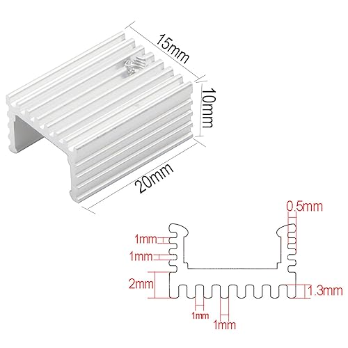 Miniatura 3 de Módulo de enfriamiento de 0.787 x 0.591 x 0.394 in, disipador de calor de aluminio para TO220 7805 7812 7905, paquete de 50