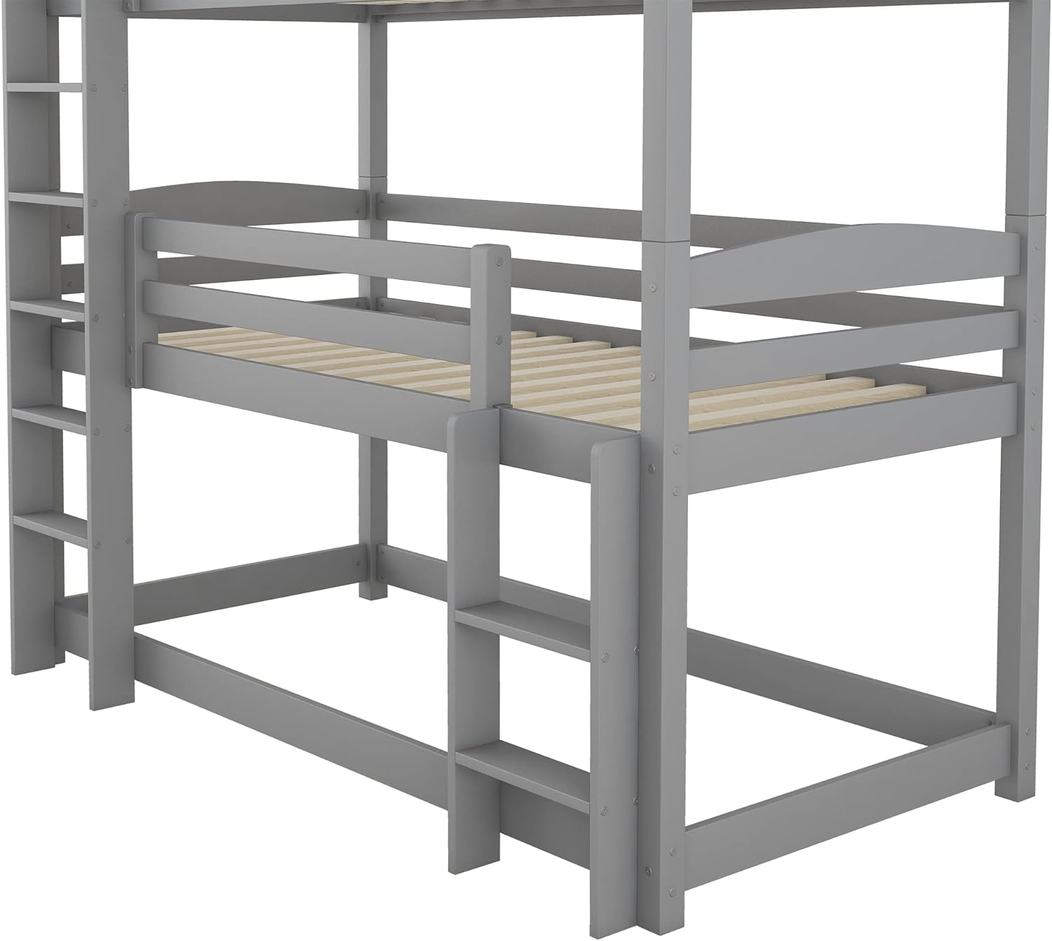 Close-up of middle and bottom bunk bed sections