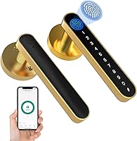Vista 7 de eLinkSmart Cerradura de puerta de huellas dactilares, cerradura de puerta de entrada sin llave con mango de teclado, perilla inteligente biométrica