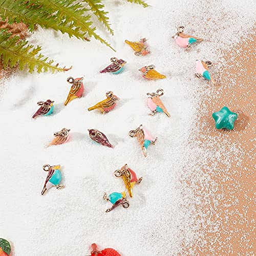 SUNNYCLUE 1 BOX 15Pcs 3 Colors Bird Charms Sparrow Shape 3D Animal Alloy Enamel Dangle Lucky Pendants Gold Plated for Jewelry Making DIY Necklace Bracelet Earring Supplies Accessories - Image 4