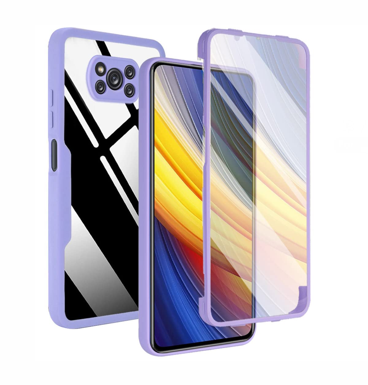 GOKEN Cover Per Xiaomi Mi 12T PRO / 12T – Custodia 360° Con Protezione Schermo Integrata – Bumper In TPU E Retro Rigido PC – Viola Trasparente - 4
