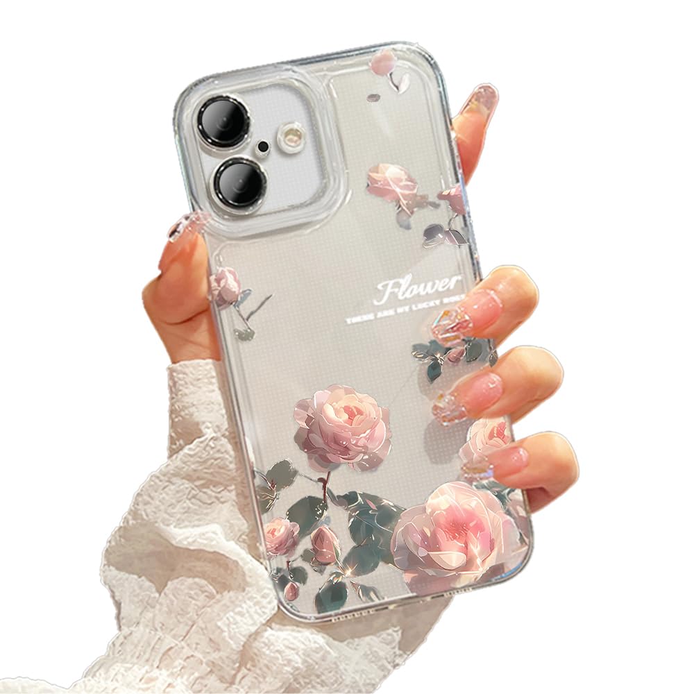 Amazon.co.jp: KeKeYou iPhone 17 用 ケース クリア 可愛い バラ本 花