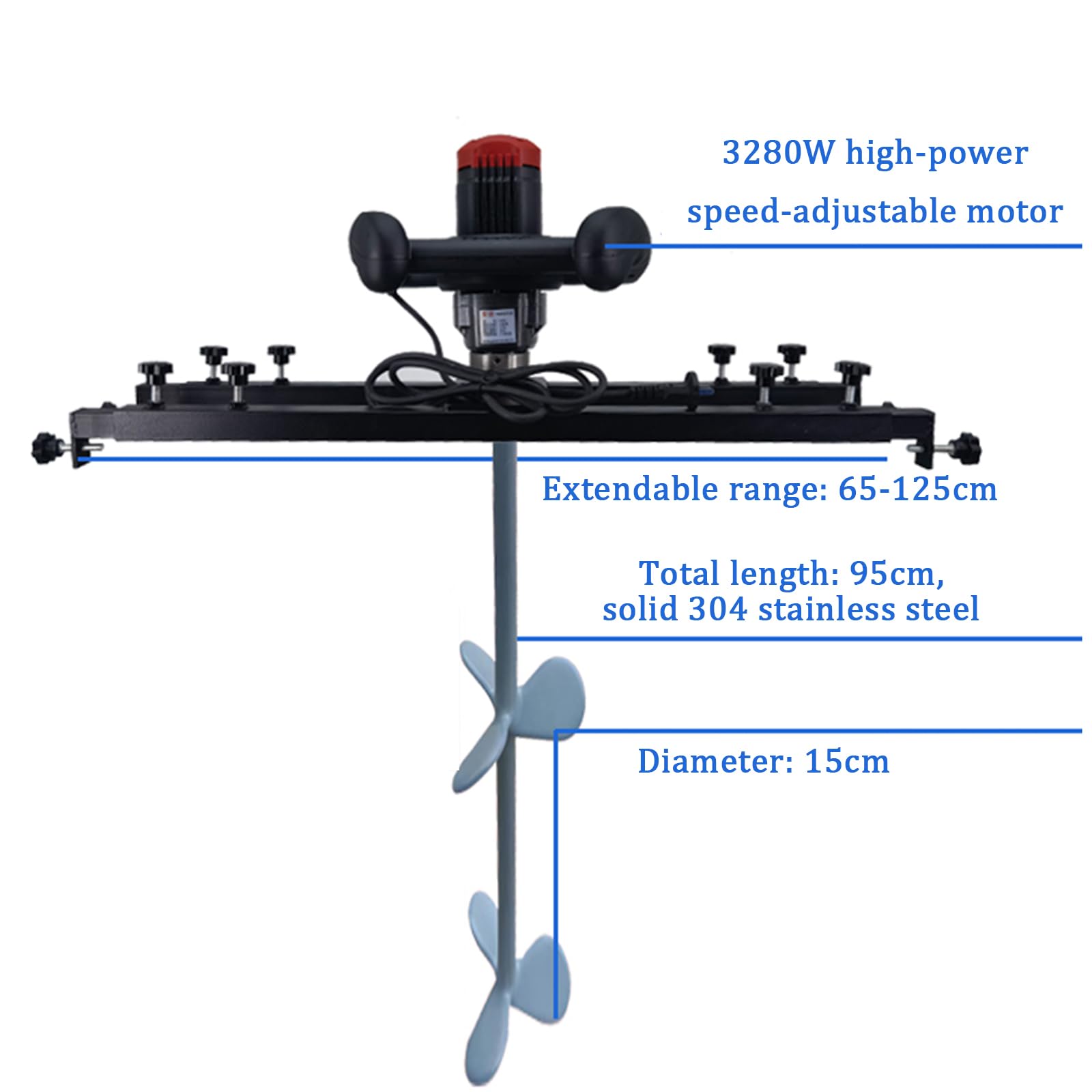 Mezclador de pintura eléctrico con soporte telescópico para líquidos viscosos, agitación automática de hasta 1000 litros, ideal para aplicaciones de pintura, revestimiento y tinta