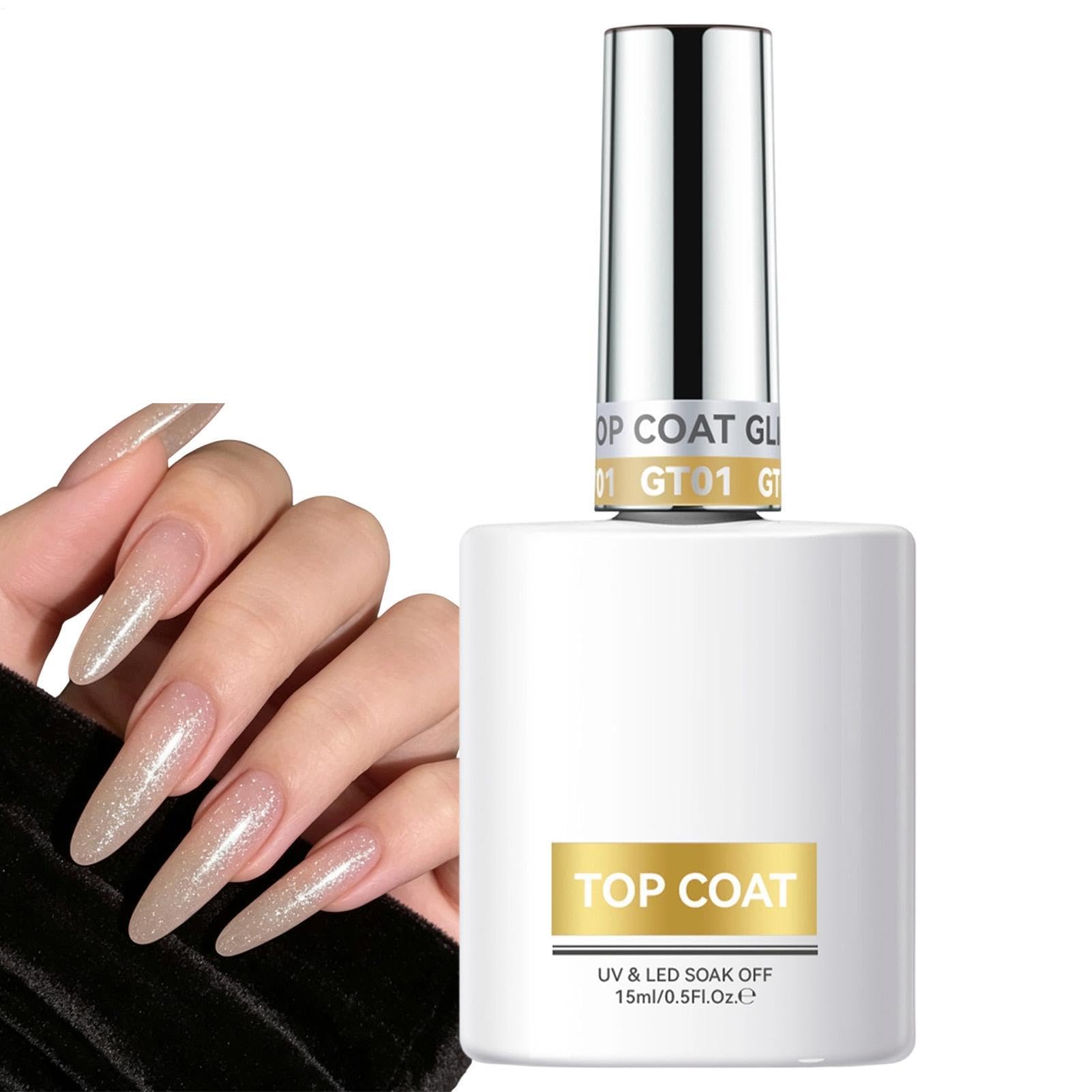 UV Top Coat 2-in-1 schnelltrocknender langanhaltender Maniküre-Kleber | 15 ml Glanz-Nagelgel UV Top Coat für Frauen, Anfänger, zu Hause, im Salon und Studio zum Üben für Alltag, Party und