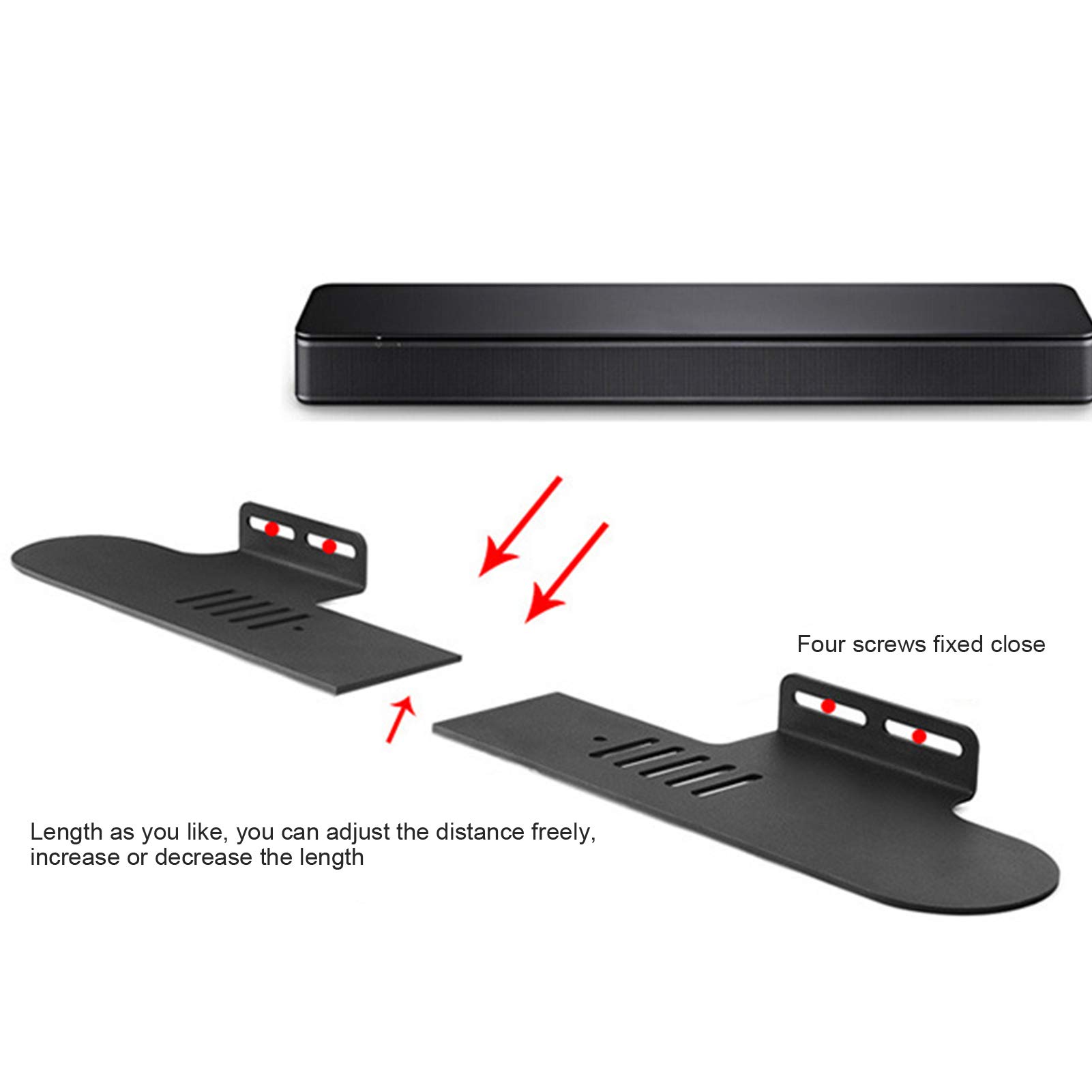 Soporte de Altavoz de TV Inalámbrico, Soporte Dividido Ajustable y Resistente para Montaje en Pared de Altavoz de TV, de Caja de de Metal Negro con Bolsa de Tornillos para Entretenimiento en