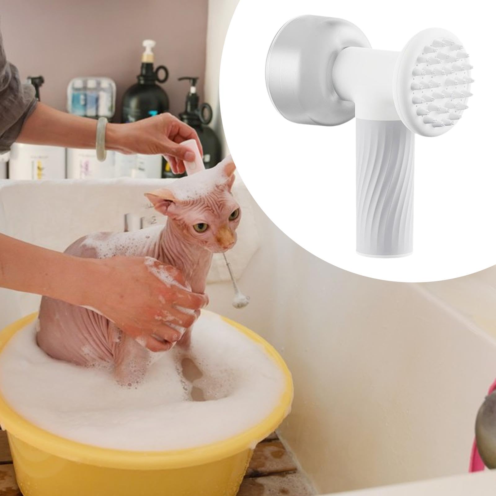 Colcolo Cepillo de baño automático para Perros y Gatos, con Espuma, Resistente al Agua, Ligero y Multifuncional.
