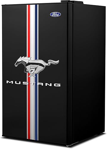 Miniatura 1 de Ukonic Refrigerador compacto Ford Mustang negro, grande 91L, 3.2 pies cúbicos negro sombra
