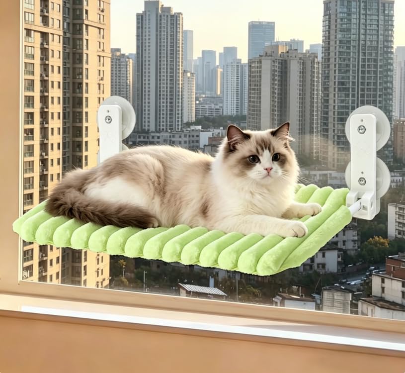 Cama plegable ventana gatos estructura premium verde hamaca lavable de alta resistencia