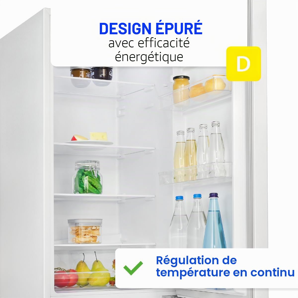 Bomann Réfrigérateur et congélateur 269L blanc KG184-1-inox/blanc, Capacité nette : 269 litres, Contrôle de la température en continu, Charnières de porte à droite, interchangeables