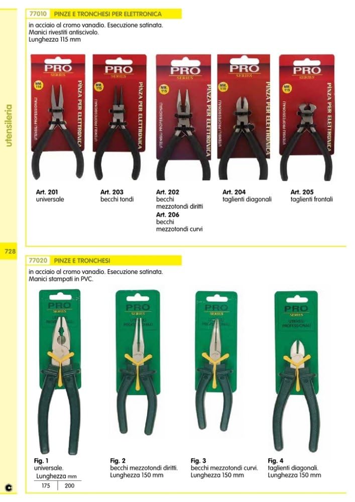 6PZ PINZA X ELETTRICISTA BECCHI CURVI"PRO" MM.150 FIGURA 3 NextradeItalia Mod.FERX.HKOM
