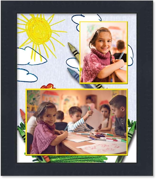 CountryArtHouse Basketball Theme Modern Black Wood Frame and Basketball Decoration Graphic for Two Photos Measuring 3x5 & 7x5 Inches