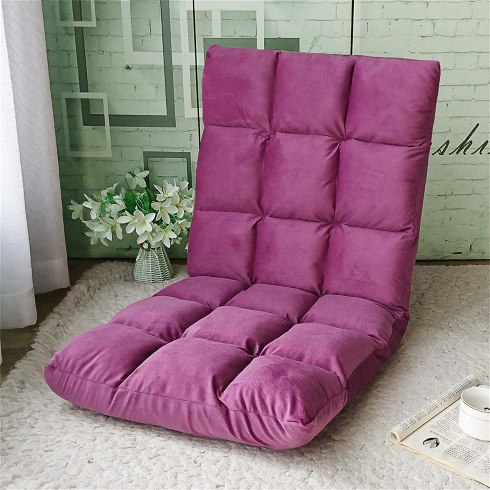ZRRtables Suede Padded Floor Chair with Back Support, Lounge Adjustable Recliner Gaming Floor Sofa Adjustable Chair for Adults & Kids