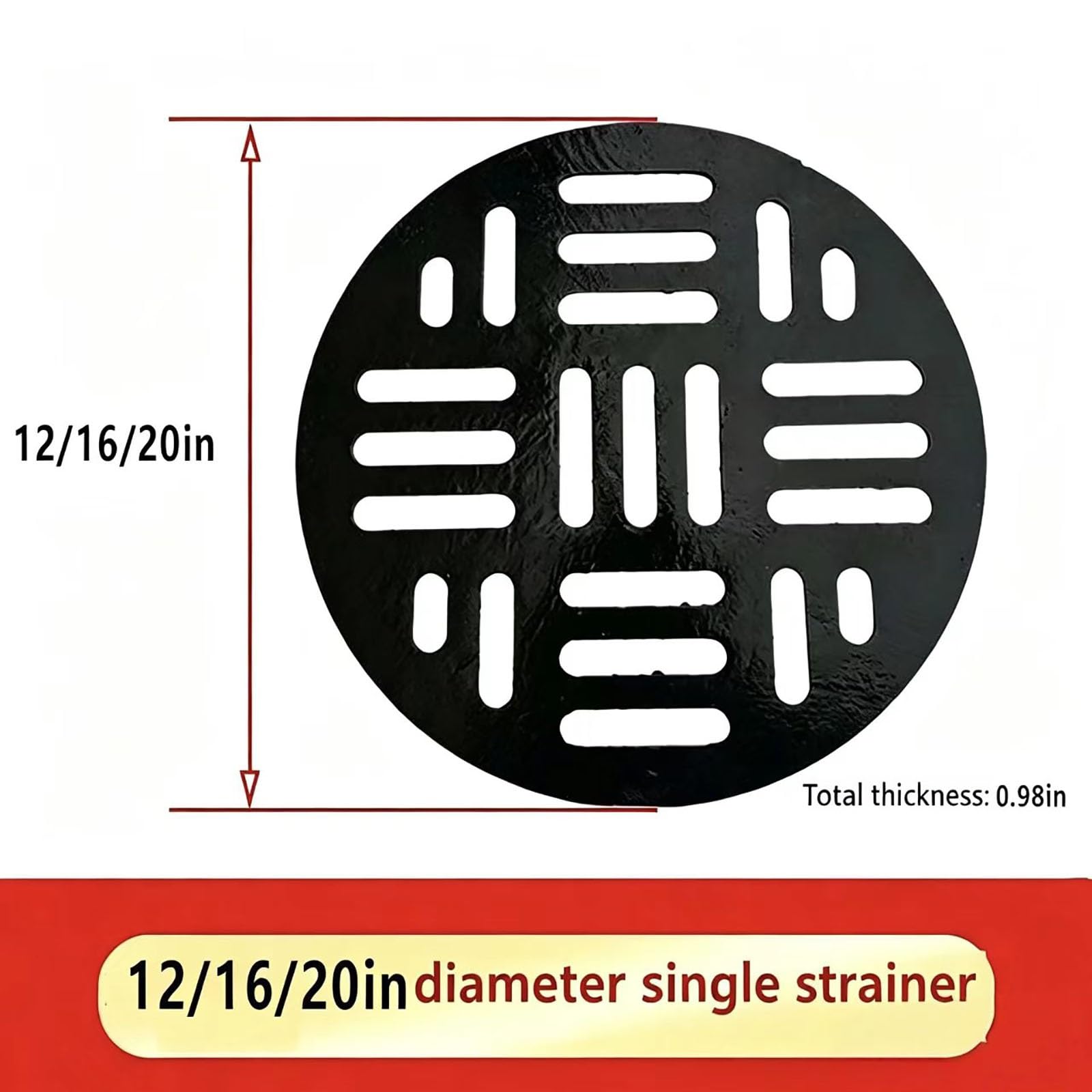 Heavy Du - Griglia di scarico rotonda in ghisa, 40,6 cm, copertura per scarico da giardino e trincea di ricambio per scarichi da pavimento, in resina antiruggine, ideale per uso esterno