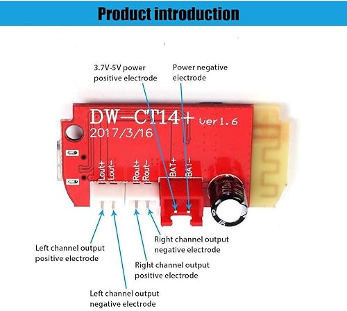 Miniatura 2 de 1 unids CT14 Micro 4.2 Amplificador de potencia estéreo Módulo de audio 5VF 5W+5W con puerto de carga para DIY caja de sonido altavoz reajuste