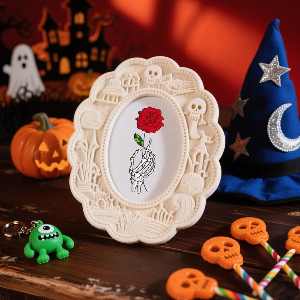 GLOBLELAND 4 Sheets Halloween Mandala Skull Colourful Water Soluble Hand Sewing Stabilizers Day of The Dead Wash Away Embroidery Stabilizer Embroidery Stitch Practice for Embroidery Beginners Lovers