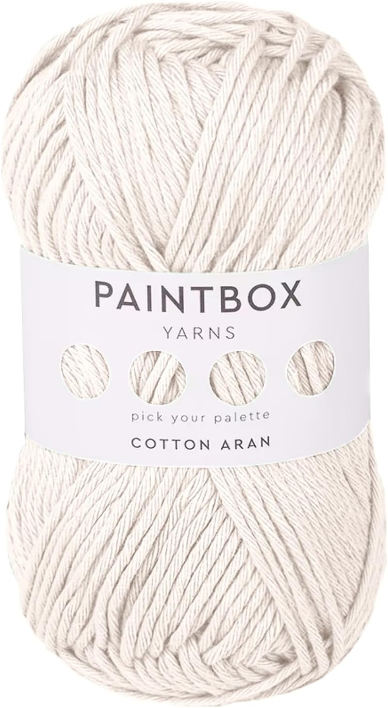 Paintbox Yarns 100% Cotton Aran Yarn Pack of 10 x 1.76oz (50g), 93 Yards (85m) - Champagne White Worsted Wool for Crochet, Knitting - Soft, Lightweight for Sweater, Clothes