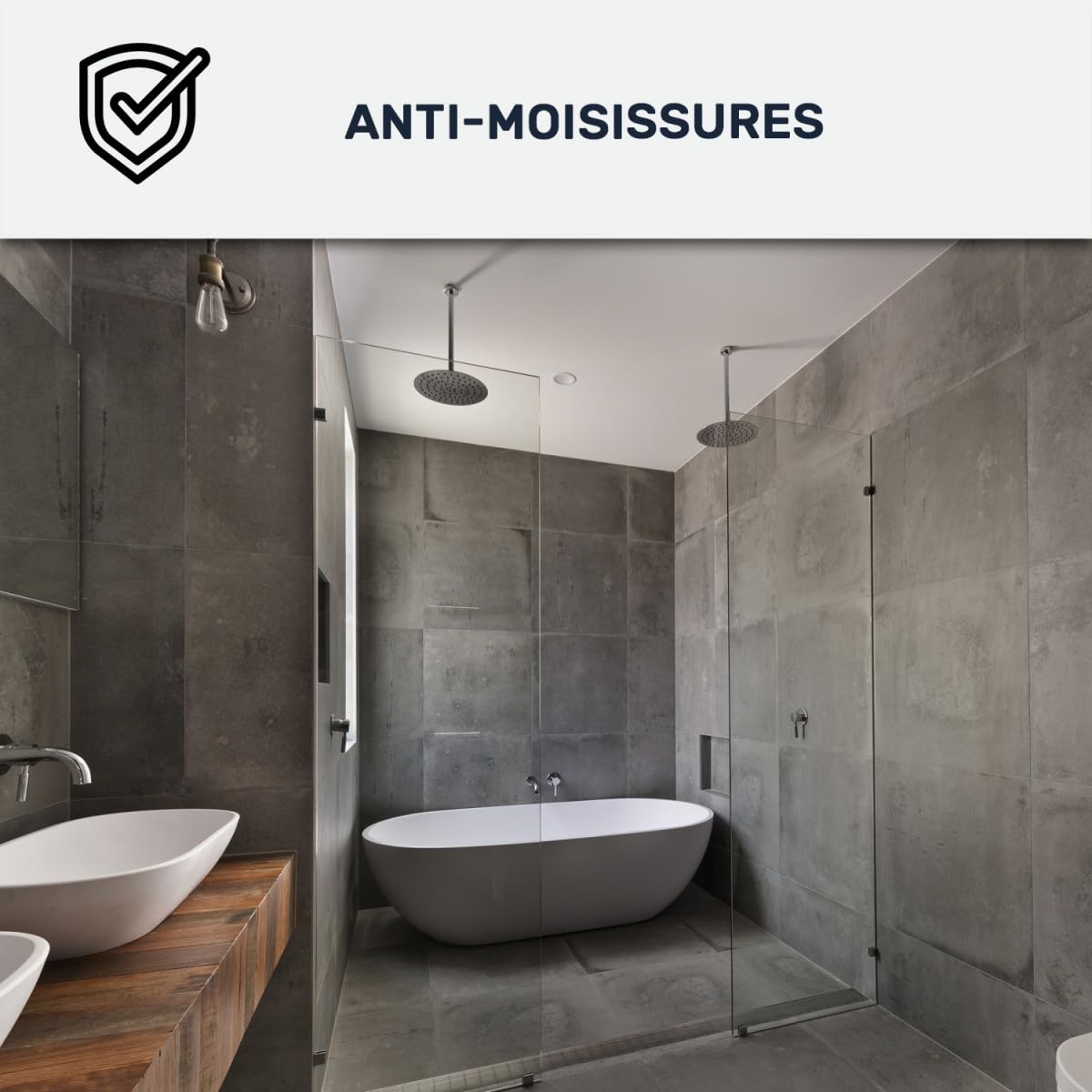 ARCANE INDUSTRIES Peinture salle de bain, mur et plafond | Peinture anti condensation et humidité | 29 couleurs disponibles - 2.5 L Blanc