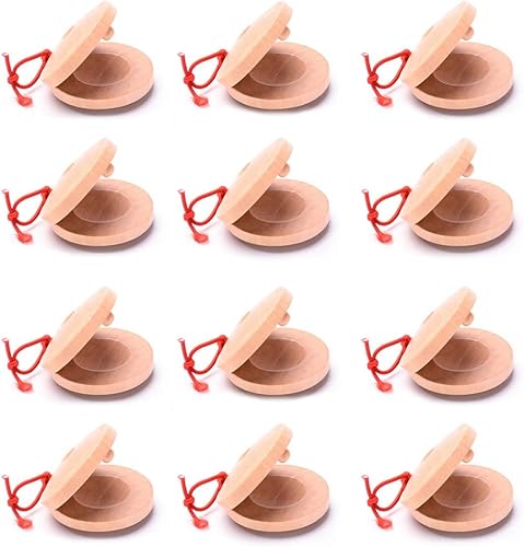 Miniatura 8 de Instrumento de percusión de madera Castañuelas de dedo 12 castañuelas de madera Instrumento musical creativo para niños Juguete de percusión (color