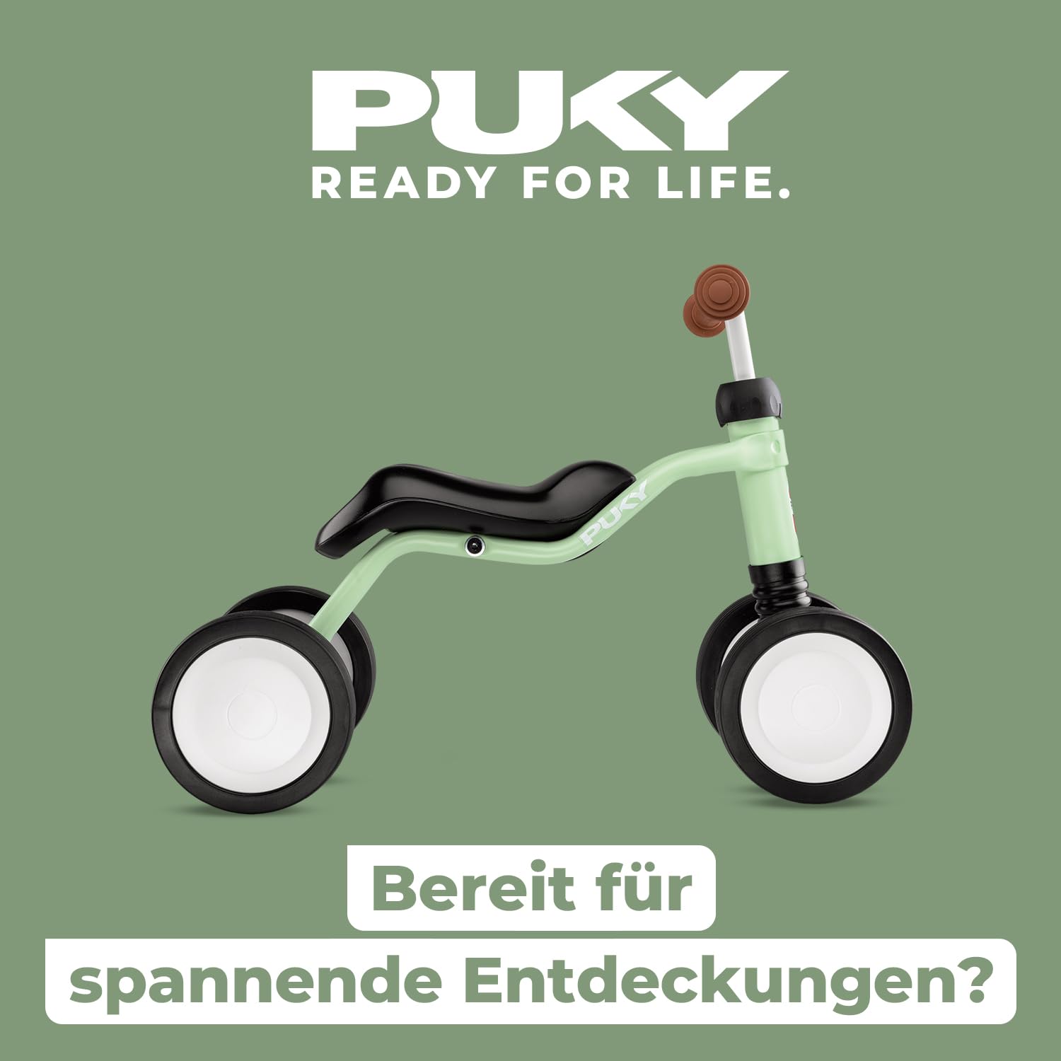 PUKY WUTSCH | Sicheres Rutschfahrzeug | Kinder Laufrad ab 1 Jahr & Lauflernrad ab 1 Jahr | Mit Pendelachse | Sicherheitslenkergriffe | Balance Bike für In- und Outdoor | Farbe Pastell Green