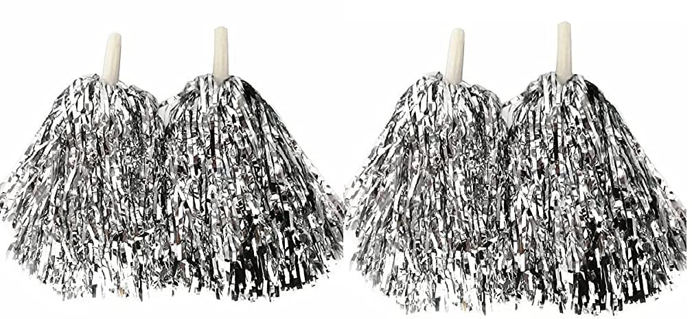 MOREL Adults and Kids POM POMS for Cheerleading Celebration, Event, Party Decoration, Fluffy Metallic Cheerleader POM POMS for Sports Team Spirit Cheering Dance. (Set of 4) (Silver) (B0BQFCFLTL) Amazon Price History, Amazon Price Tracker