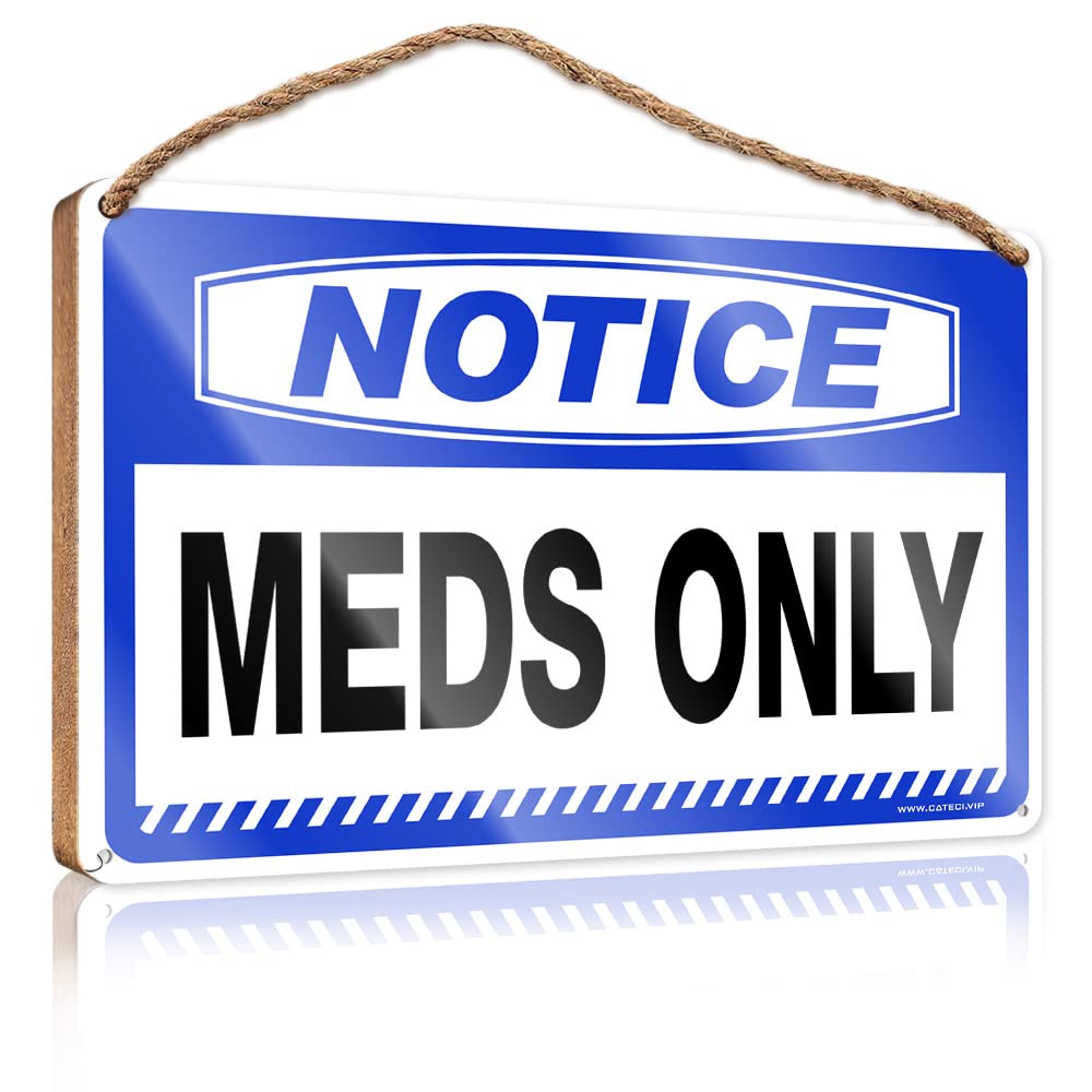 YYHLEH Summer Door Sign Notice Meds Only Wooden Sign Wood Signs For Home Decor Box Signs(23X35CM)