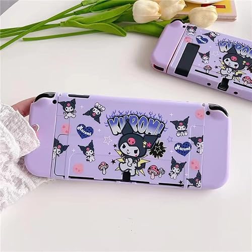 Miniatura 3 de Eamily Cute Kuromi Case Compatible with Nintendo Switch OLED Dockable Case Cover Ergonomic Soft TPU Grip Case for Joycon Sparkle Skin Set