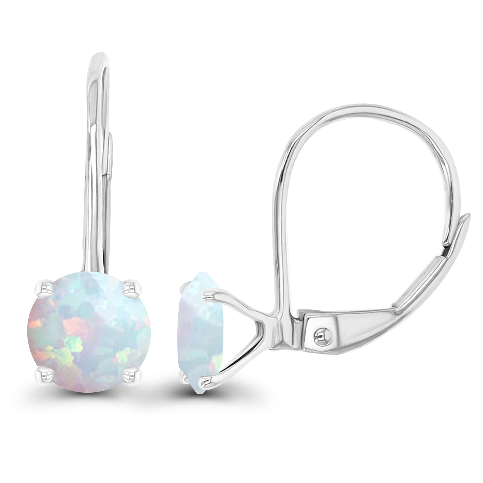 14k Gold Plated 925 Sterling Silver 6mm Round Hypoallergenic Genuine Birthstone Leverback Earrings