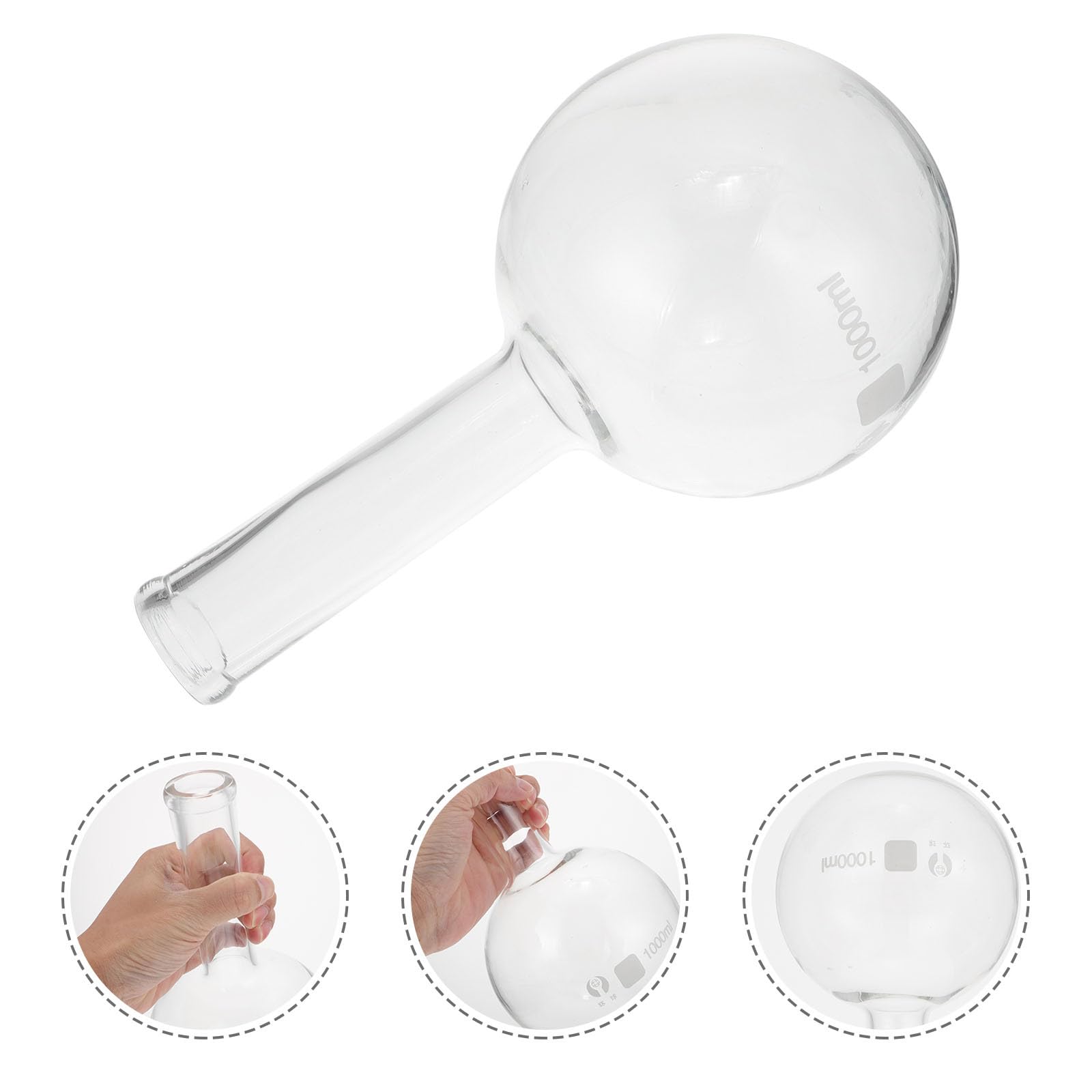 Pallone a Fondo Rotondo in Vetro 1000 Ml per Laboratorio Chimico, Fiaschetta Trasparente per Esperimenti Scientifici e Didattica, Resistente a Riscaldamento Uniforme, per Uso