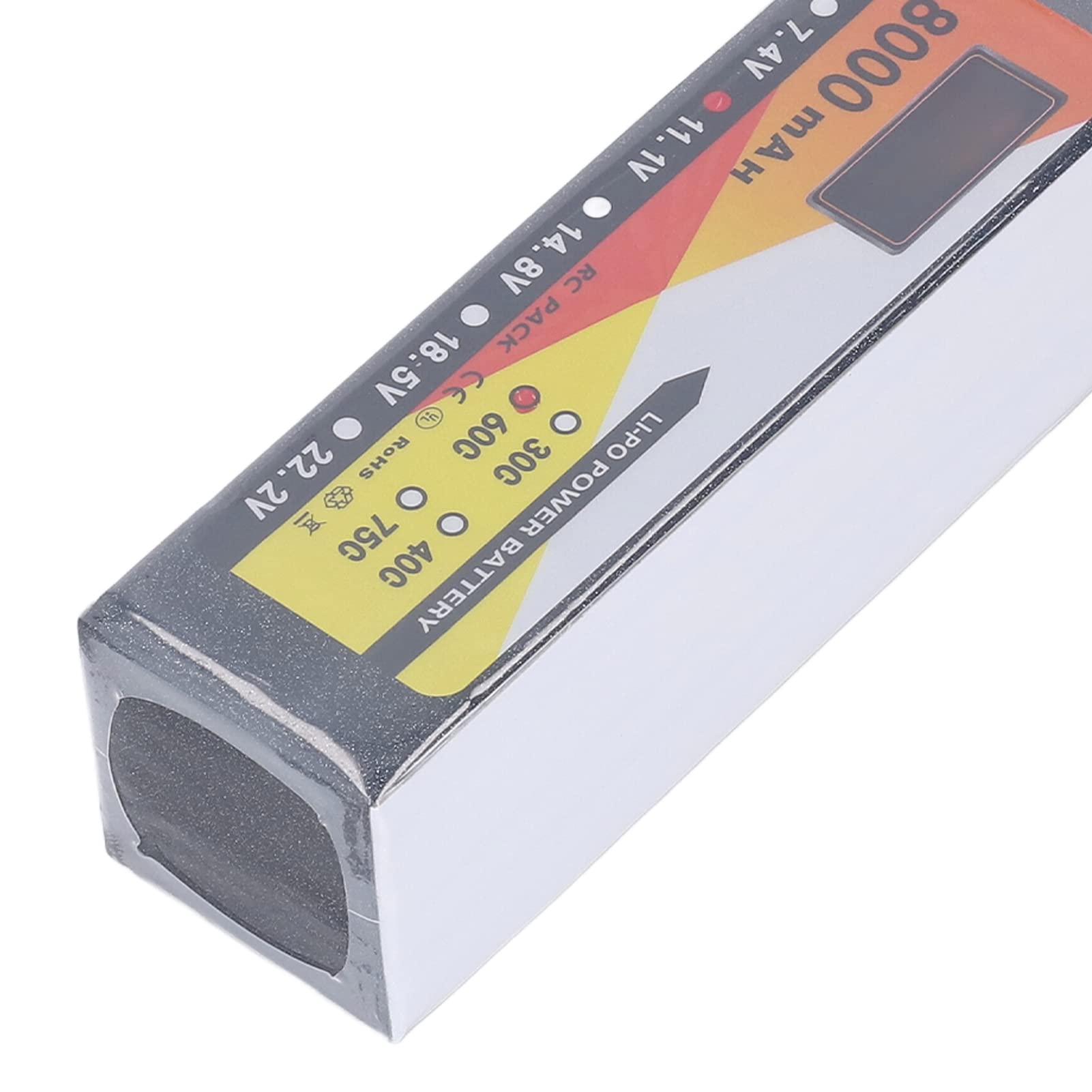 Batteria Lipo da 8000 mAh con tasso di scarica 60C, 11,1 V 3S, connettore XT60, ideale per modellismo di auto e elicotteri radiocomandati.