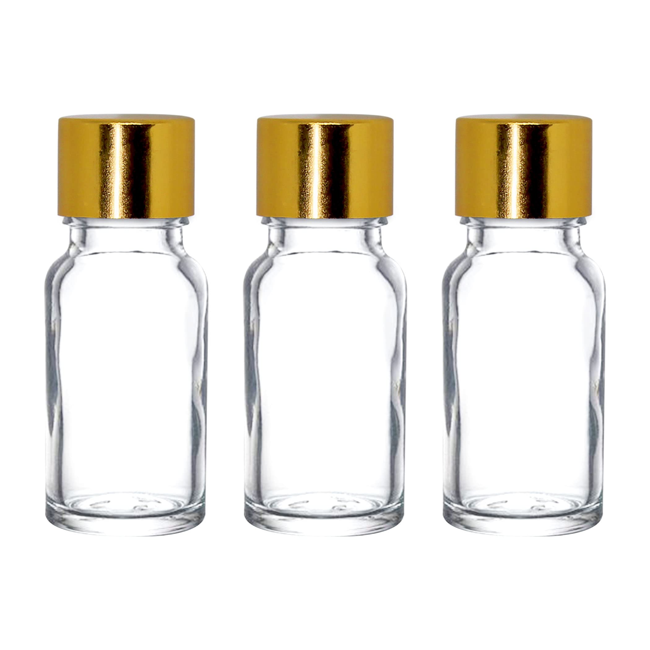 10 ml Clear/Transparent Round Empty Glass Bottle/Golden Colour lid Cap/Refillable, For Essential Oils, Perfumes (Pack Of 12)-image-46
