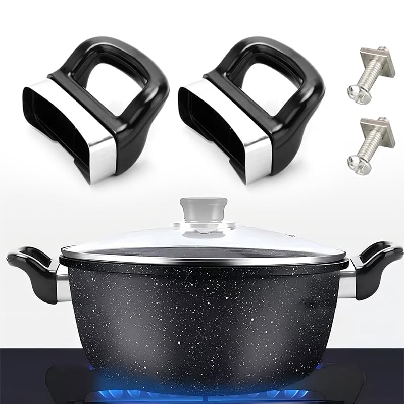Yopolaz 2 Pack Pot Handle Replacement - Short Side Pressure Pan Handle Ear - Universal Pan Side Handle with Screw for Home Kitchen Cookware (2 Pack)