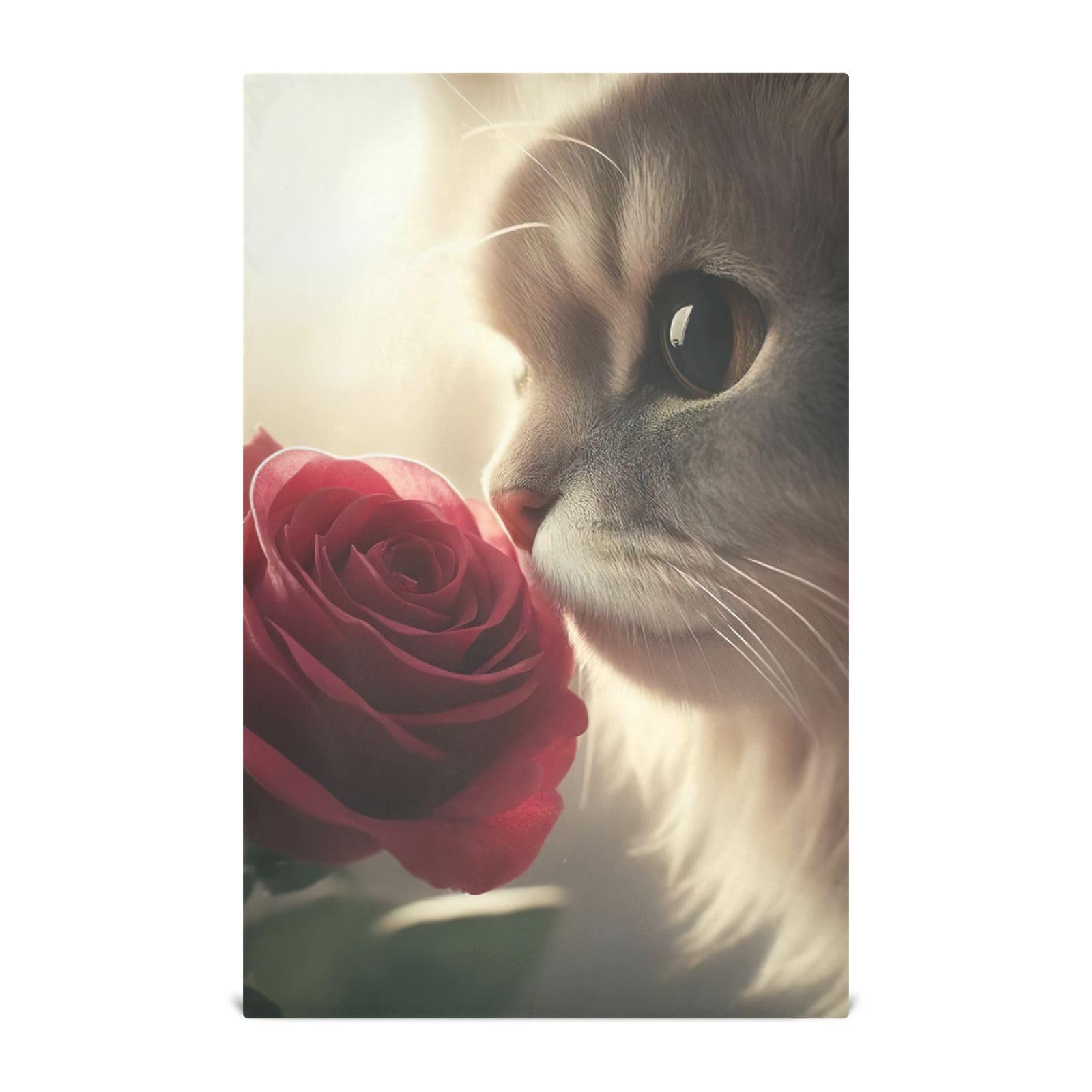 RPLIFE Cat Smelling Rose Dishcloths, 28x18 Inches Absorbent Kitchen Hand Towels Printed Hand Towels