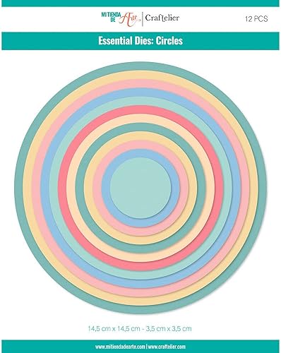Miniatura 2 de Craftelier - Juego de troqueles esenciales para álbumes de recortes y creaciones de manualidades  Forma de círculos - Tamaño de diámetro aproximado