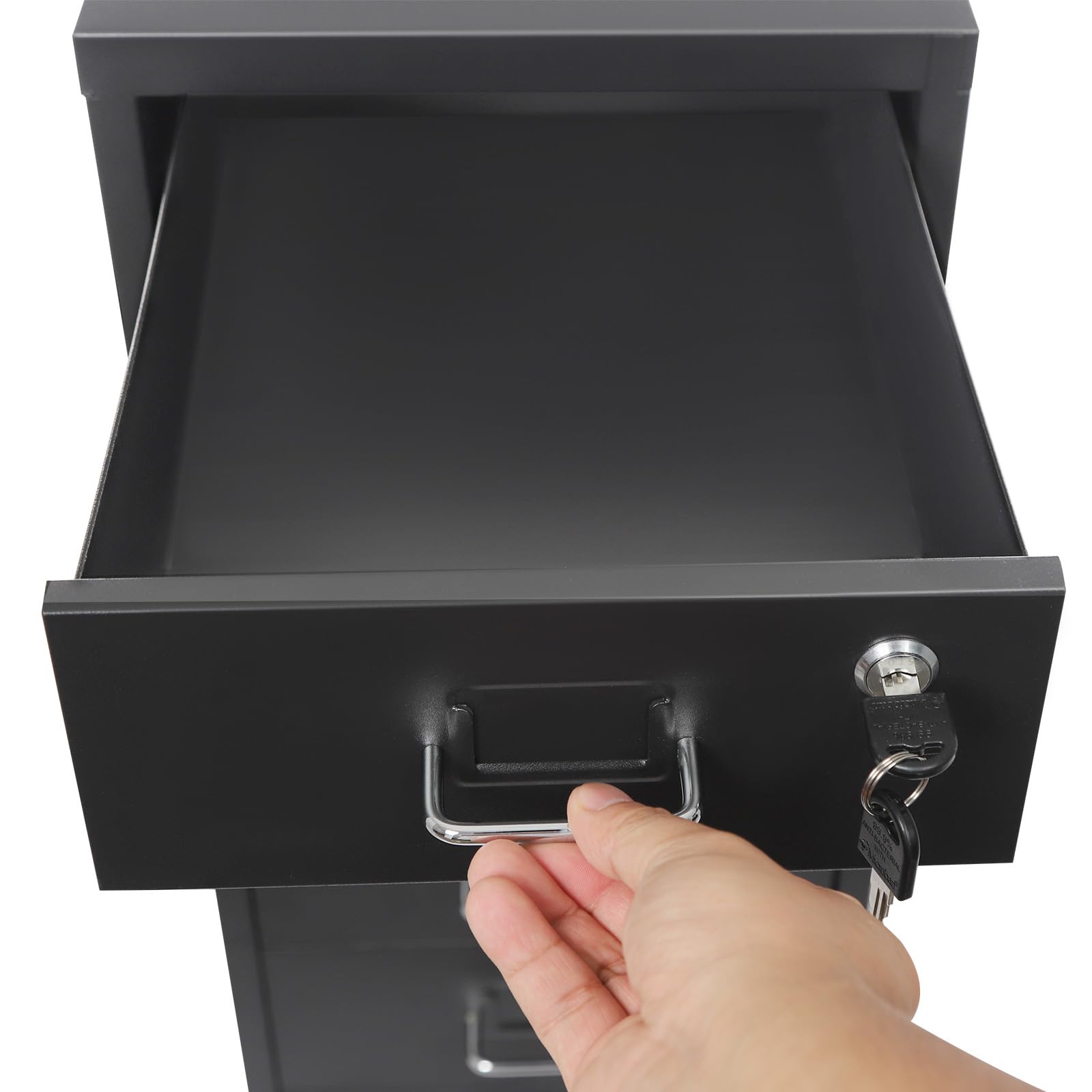 Armoire de rangement verticale mobile à 6 niveaux pour bureau à domicile, 28 x 41 x 69 cm, anti-basculement, en métal, avec tiroirs, verrouillable, pour dossiers, documents (noir)
