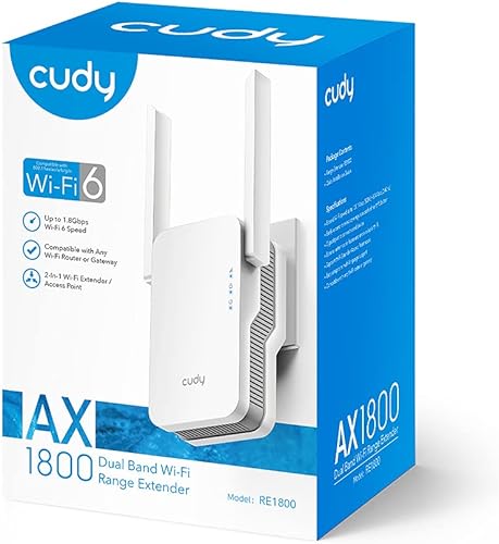 Miniatura 8 de Cudy Amplificador de Internet AX1800 Mesh WiFi 6, extensor de alcance WiFi 6, cubre hasta 2000 pies cuadrados y 30 dispositivos, repetidor de banda