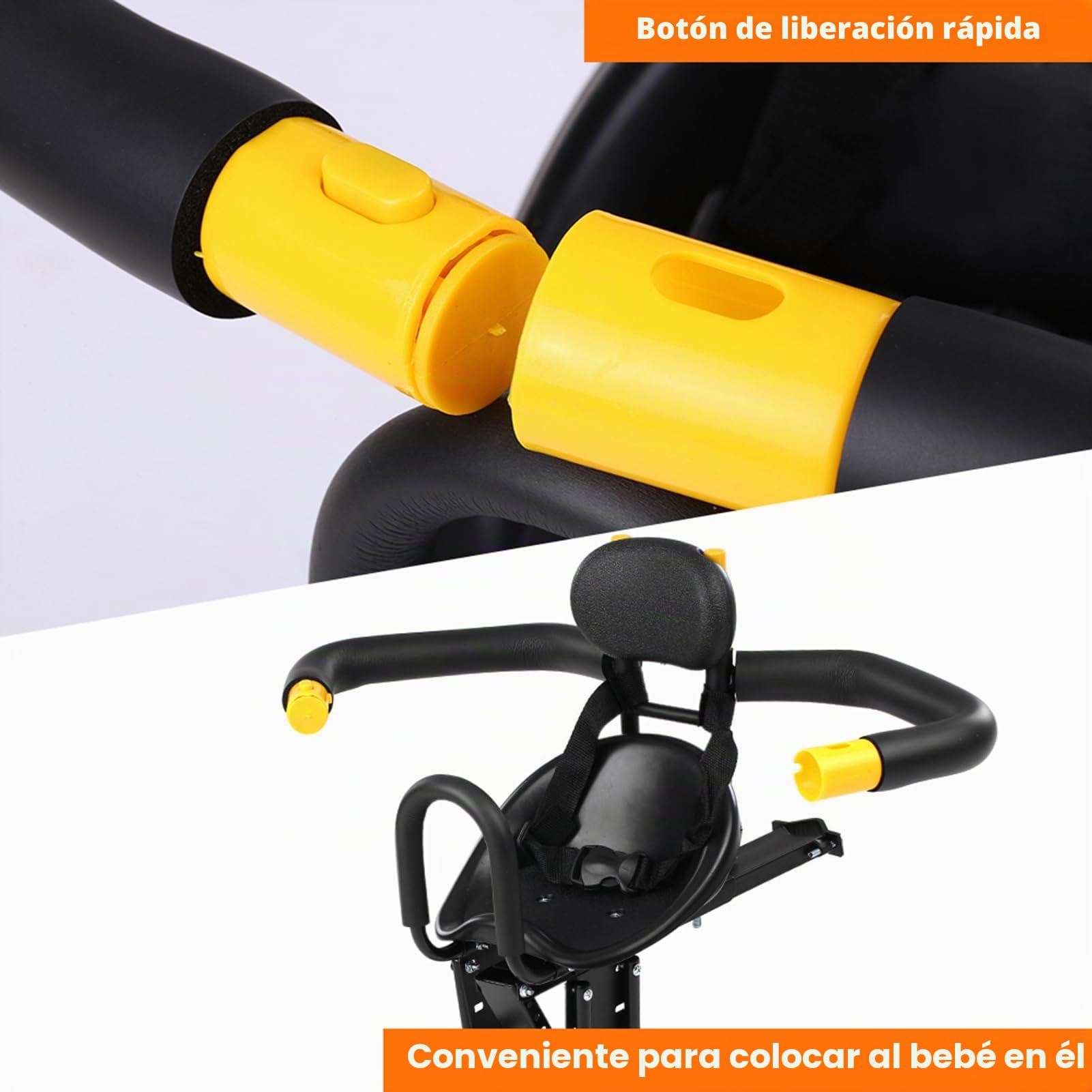 Lixada Asiento Delantero de Bicicleta de Seguridad para niños Sillín de niños con Pedales Soporte de Apoyo para Bicicleta de Carreras MTB