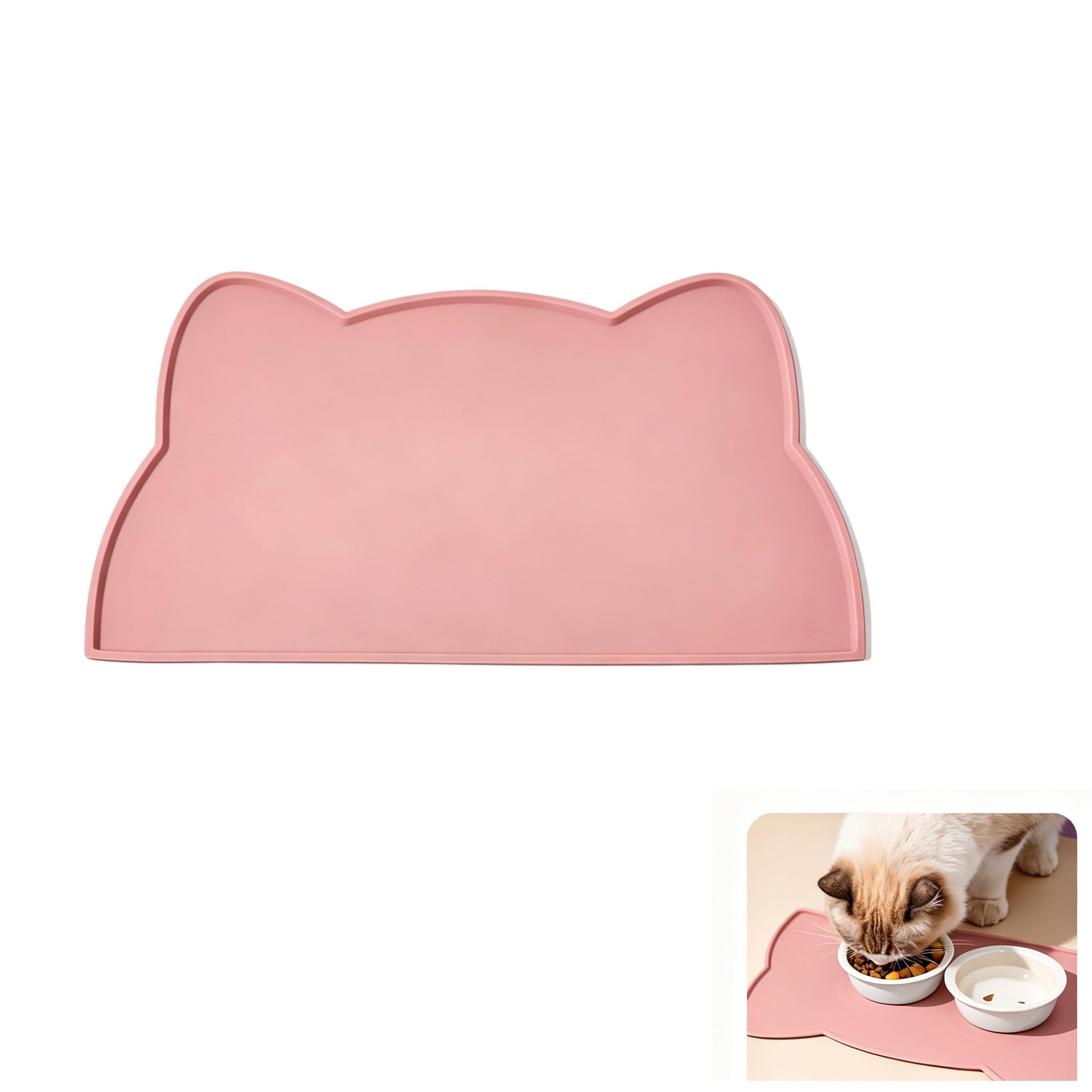 Pink Pet Feeding Mat,waterproof silicone.Non-slip,easy-clean.Dogs & cats.