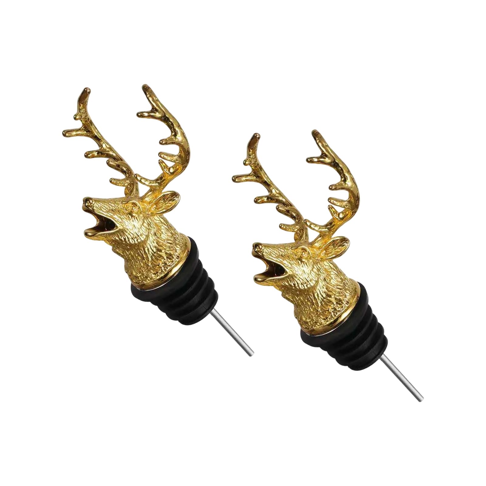 Lerpwige 2 Piece Leak Resistant Pourer Deer Head Shape Wine Liquor Bottle Pour Spout for Home Entertainment and Gatherings Party Pourer