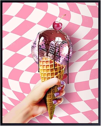 Arte de pared para cocina, decoración maximalista, decoración de bola de discoteca peculiar para el hogar, bonito arte estético contemporáneo,