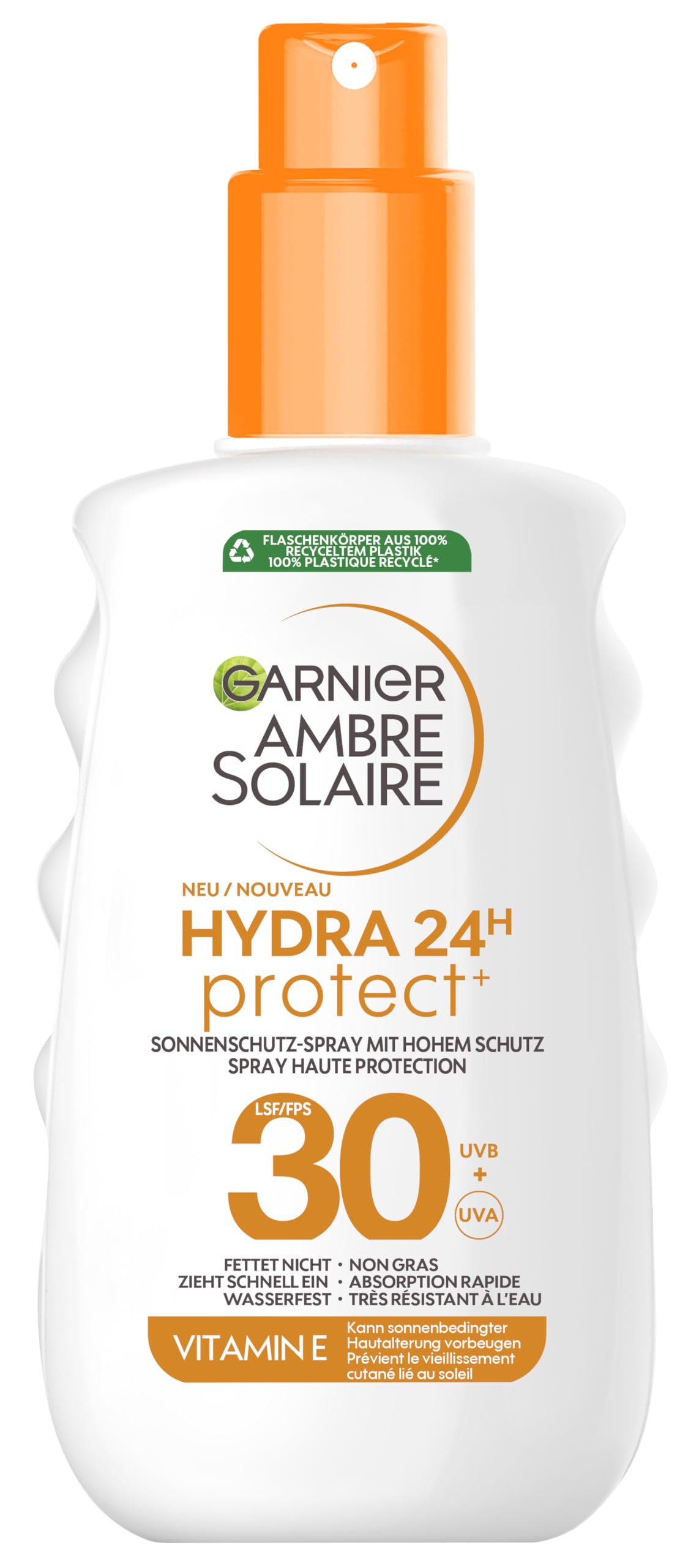 Garnier Ambre Solaire Hydra Protect+ mleczko chroniące przed słońcem, 24 h, LSF 30, ochrona przed promieniowaniem UVA i UVB, z witaminą C, 150 ml